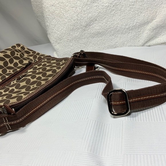 Fossil Brown Logo Canvas Crossbody Shoulder Bag - Picture 8 of 15